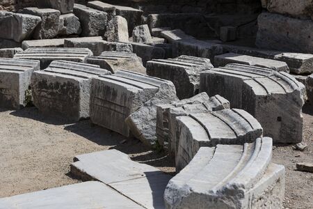 The ruins of the ancient antique city of Ephesus the library building of Celsus, the amphitheater...