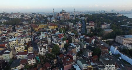 Flying over Istanbul the district of the old city of Topkapi.の写真素材