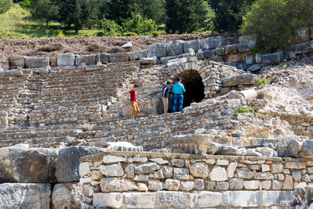 SELCUK, TURKEY- MAY 6, 2017: The ruins of the ancient antique city of Ephesus the library building of Celsus, the amphitheater temples and columns. Candidate for the UNESCO World Heritage Listのeditorial素材