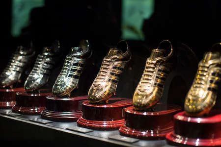 MADRID, SPAIN - MARCH 25, 2018: The Museum of the Real Madrid Football Club cups and awards the clubのeditorial素材