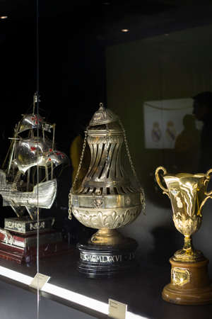 MADRID, SPAIN - MARCH 25, 2018: The Museum of the Real Madrid Football Club cups and awards the club