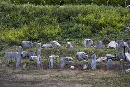 The remains of the stone ruins of the ancient temple of Artemis in Turkey.の写真素材