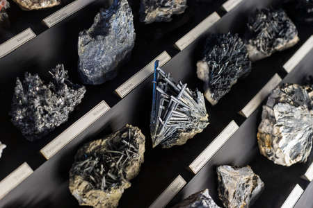 VIENNA, AUSTRIA - 3 SEPTEMBER 2018: Collection of minerals of stones and metals Museum of Natural History, Vienna.のeditorial素材