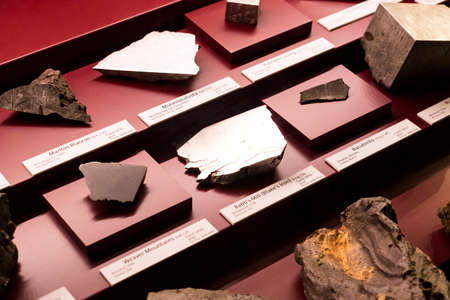 VIENNA, AUSTRIA - 3 SEPTEMBER 2018: Exposition of precious and semiprecious stones processed and not processed in the Museum of Natural History, Vienna.のeditorial素材