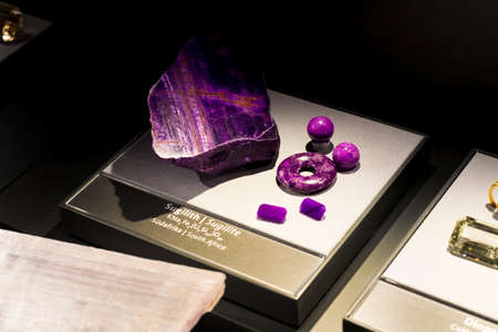 VIENNA, AUSTRIA - 3 SEPTEMBER 2018: Exposition of precious and semiprecious stones processed and not...