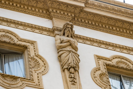 Sculpture on the facade of a building in Lviv, Ukraine