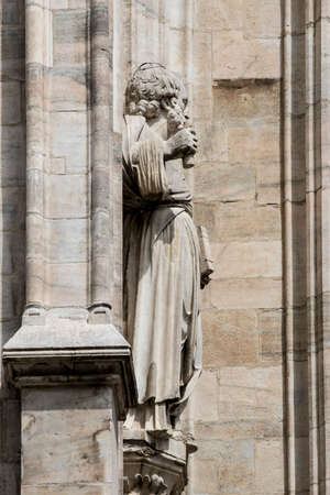 Statue on the facade of the Cathedral of St. Nicholas in Zagreb, Croatiaの写真素材