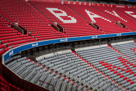 Empty seats in the stands of the Spanish National Stadium.