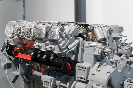 Close-up of the engine of a modern car. Industrial backgroundの写真素材