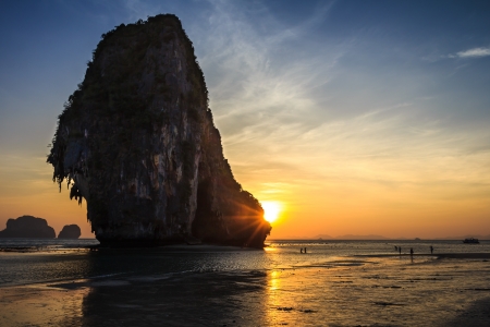 Pranang beach sunset, Krabi province, Thailand の写真素材