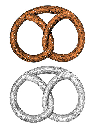 illustration of a traditional pretzel in vintage engraving style のイラスト素材