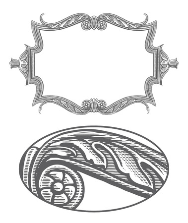 Ornate frame in vintage engraving styleのイラスト素材