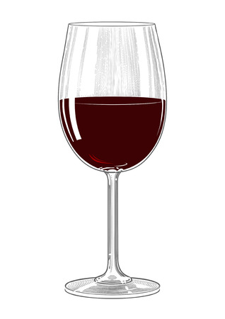 Wine glass in vintage engraving styleのイラスト素材