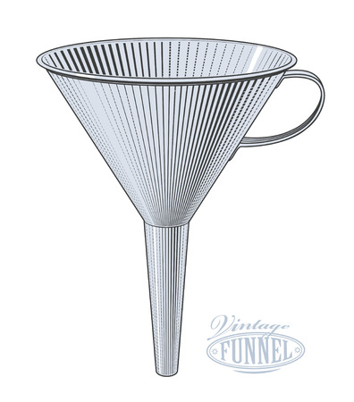 Vector illustration of funnel in vintage engraving style on transparent backgroundのイラスト素材