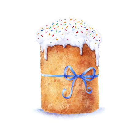 Easter cake hand-drawn watercolor. のイラスト素材
