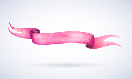 Painted watercolor pink ribbon. のイラスト素材