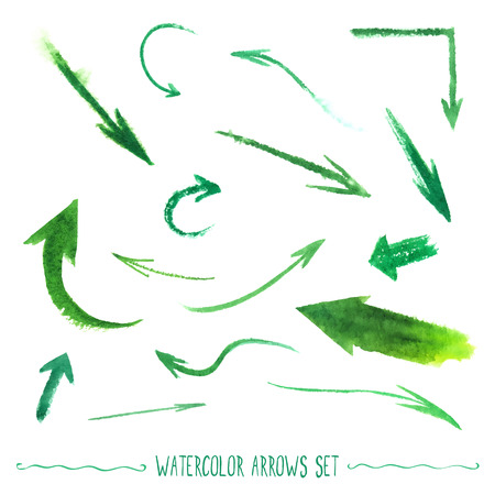 Set of hand-drawn watercolor arrows. Vectorized drawn elements.のイラスト素材
