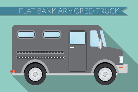 Flat design illustration city Transportation, bank armored Truck, side viewのイラスト素材