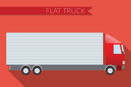 Flat design illustration city Transportation, truck for transportation cargo, side viewのイラスト素材