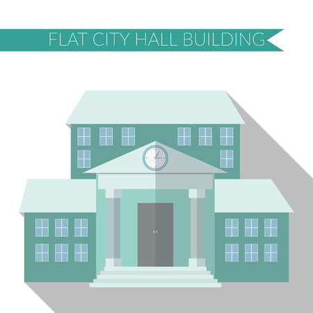 Flat design modern  illustration of city hall building icon, with long shadow.のイラスト素材