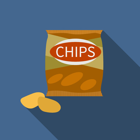 Flat design  chips icon with long shadowのイラスト素材