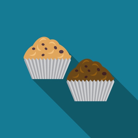 Flat design muffins icon with long shadowのイラスト素材