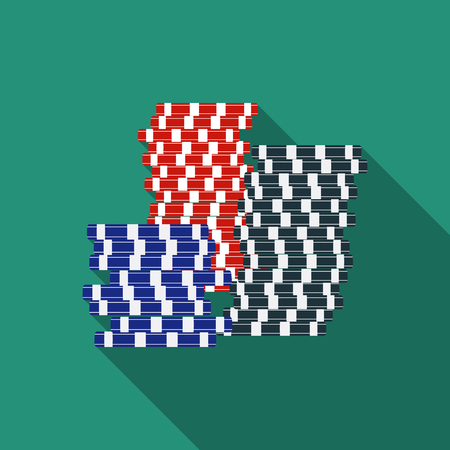 Flat design  gambling chips icon with long shadow.のイラスト素材