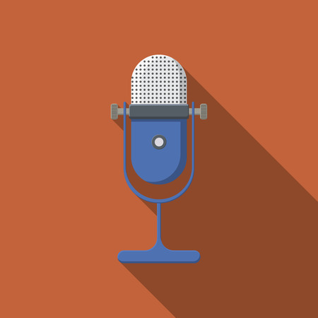 Flat design  microphone icon with long shadow.のイラスト素材