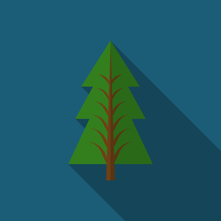 Flat design modern  illustration of pine tree icon, with long shadow.のイラスト素材