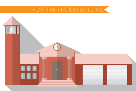 Flat design modern  illustration of fire station building icon, with long shadow.のイラスト素材
