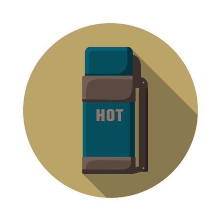 Flat design modern  illustration of thermo container icon, camping and hiking equipment with long shadow.のイラスト素材