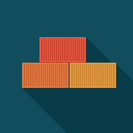 illustration. Flat cargo container. Packaging Post service and delivery concept icon.のイラスト素材