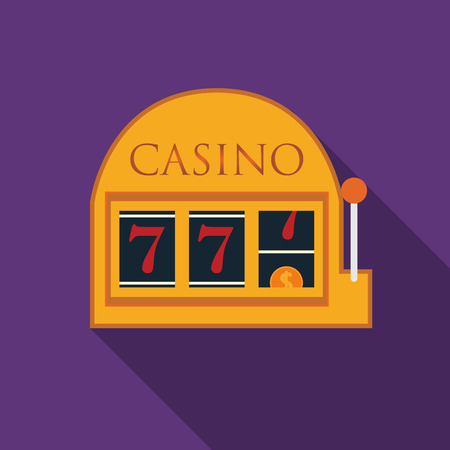 Flat design slot machine icon with long shadowのイラスト素材