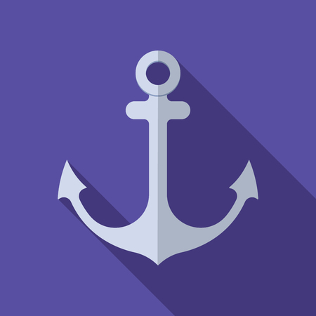 Flat design modern  illustration of anchor icon with long shadow.のイラスト素材