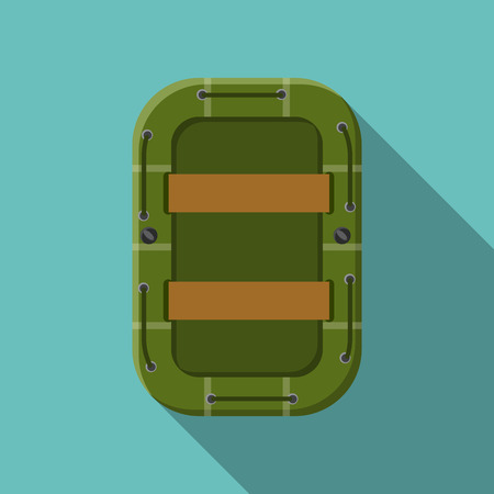 Flat design modern  illustration of raft icon, camping, hiking and extreme sports equipment with long shadow.のイラスト素材