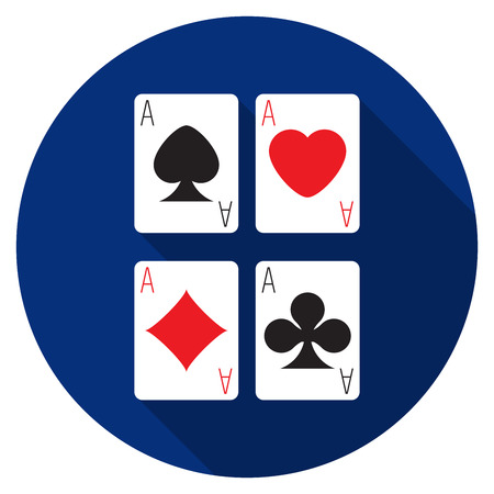 Flat design  ace cards icon with long shadow, isolatedのイラスト素材