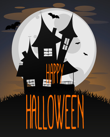 Happy Halloween illustration.Trick or Treat Concept. an old houseのイラスト素材