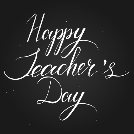 happy Teacher's Day lettering on the boardのイラスト素材