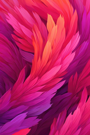 Abstract background of bright pink and purple feathers.の素材