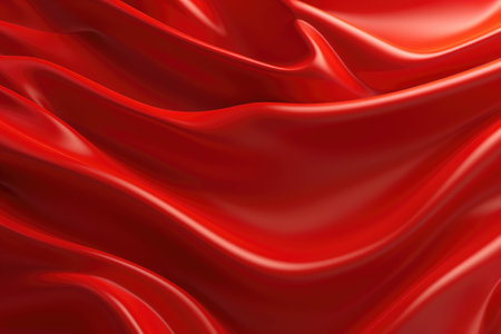 Red satin or silk background with some smooth folds in it.の素材