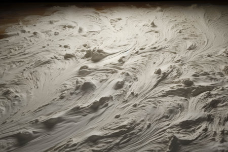 Abstract background of white flour on a wooden surface.の素材
