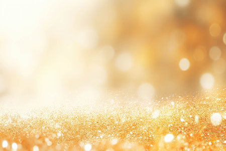 Golden glitter background with bokeh defocused lights. Abstract Christmas background.の素材