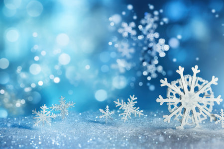 Winter bright background. Christmas wallpaper with snowdrifts and snowflakesの素材
