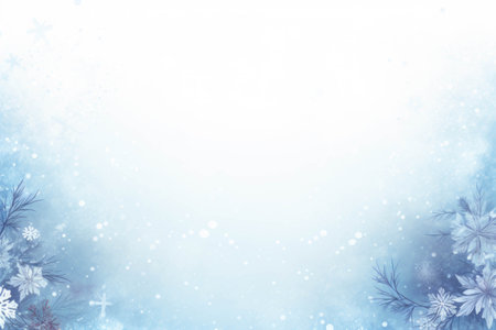 Magical white winter background with snow, snow flakes and soft bokeh lights, cold backdrop for christmas and new yearの素材