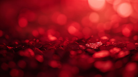 Blurred Valentine's Day concept background. Cute red gradient blurred wallpaper with hearts bokeh.の素材