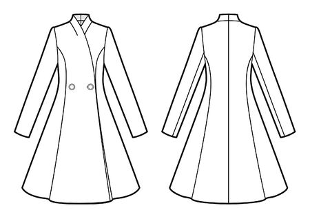 Vector illustration of women's coat. Front and backのイラスト素材