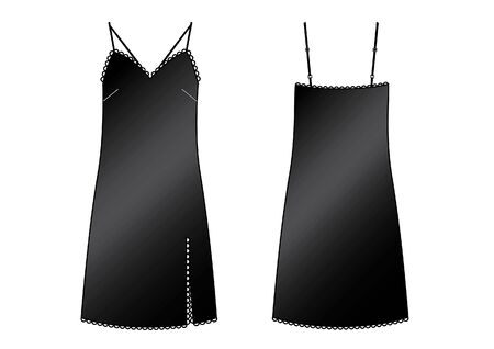 underwear black silk dress vector technikal sketchのイラスト素材