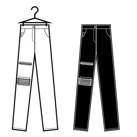 Jeans icon. Black filled vector illustration. Jeans symbol on white background. Can be used in web and mobile.のイラスト素材