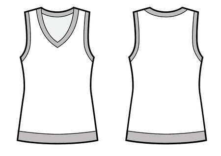 Vector illustration of sport womans top. Front and back. V-neck sleveless top.のイラスト素材