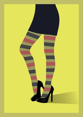 Beautiful female legs in printed tightsのイラスト素材